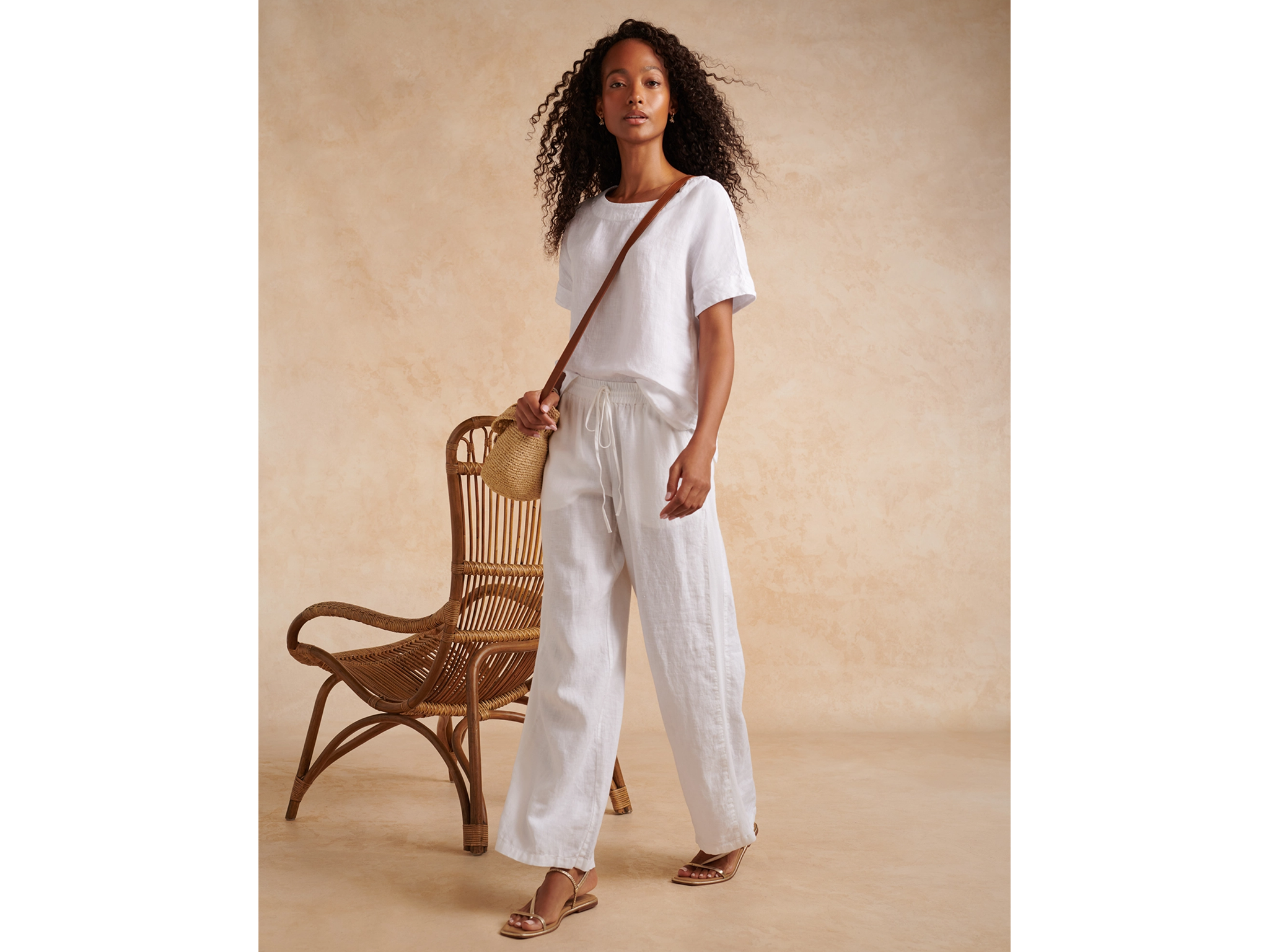 Linen straight leg trousers hotsell